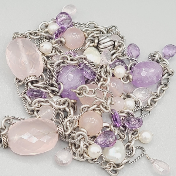 David Yurman Tweejoux Multi Gems Necklace With Lavender Amethyst And Rose Quartz - Picture 7 of 9